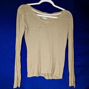 Dark green casual long sleeve tee